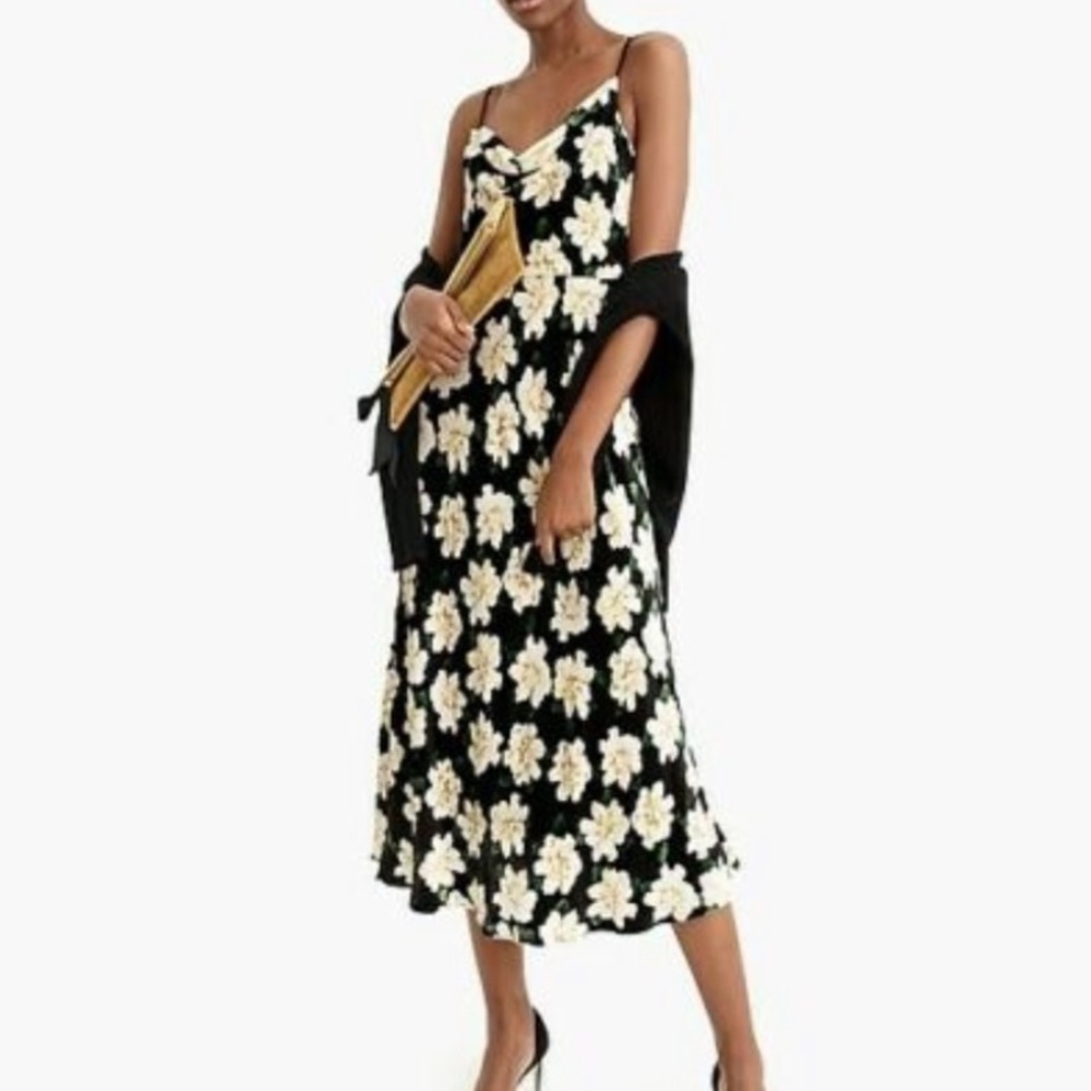 NWT J. CREW Collection Ratti Cowl Neck Midi Velvet Dress Size 14